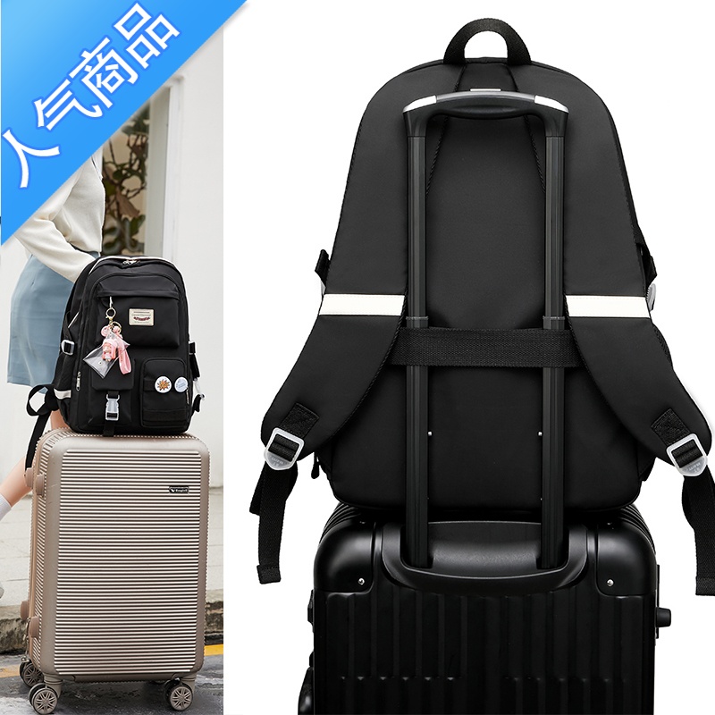 封后韩版高中学生书包女生初中生大容量休闲双肩包大学生设计感旅感学高清大图