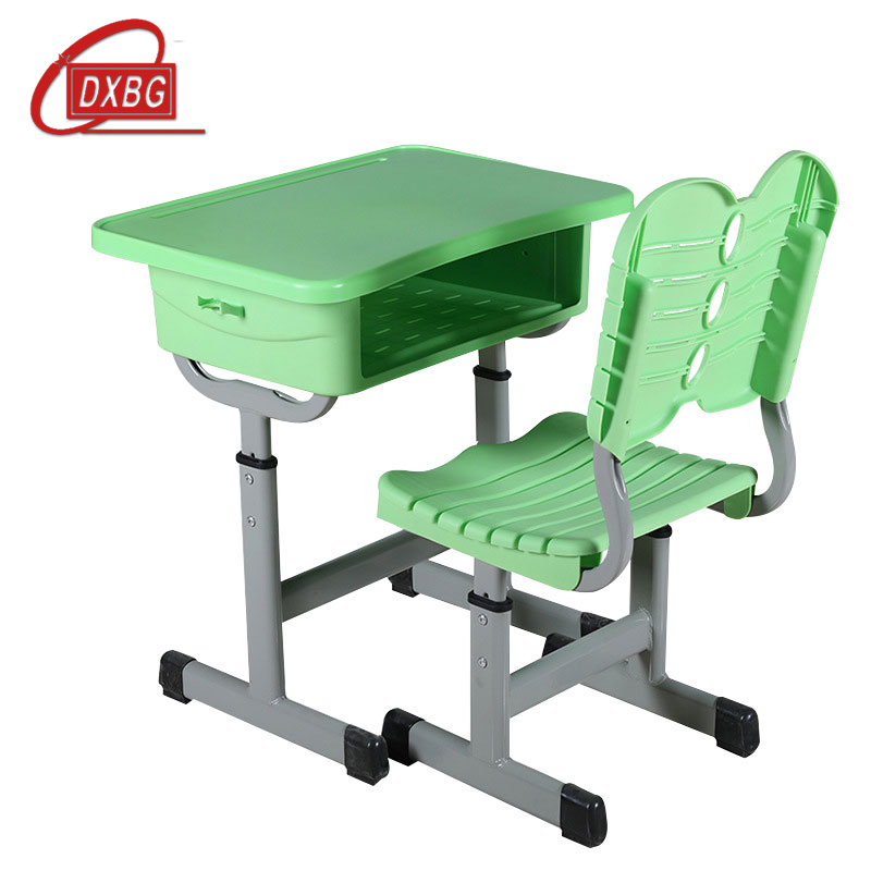 DXBG中小学生培训补习班学习桌学校写字桌套管升降塑钢课桌椅 套管靠背绿色