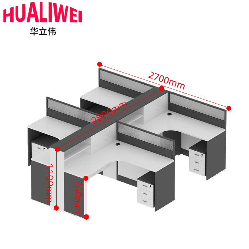 华立伟屏风职员桌三人位套高清大图