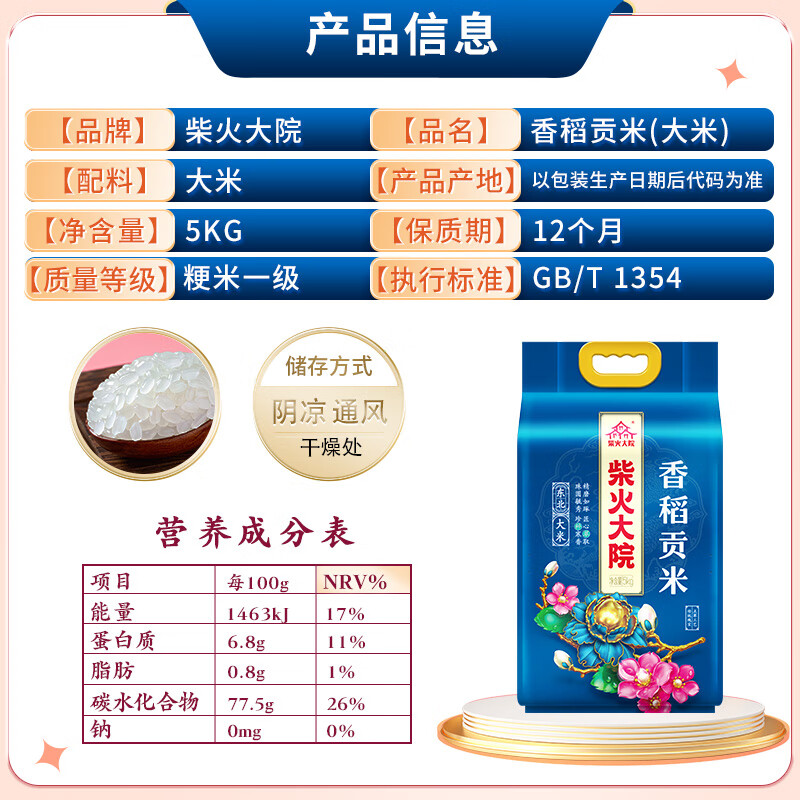 柴火大院 香稻贡大米10斤( 东北大米 十斤 香米 粳米)高清大图
