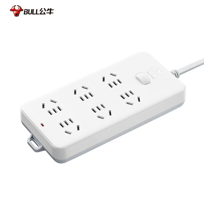 公牛bullgn2163米新国标插座2166位接线板插排插板拖线板总开关插排