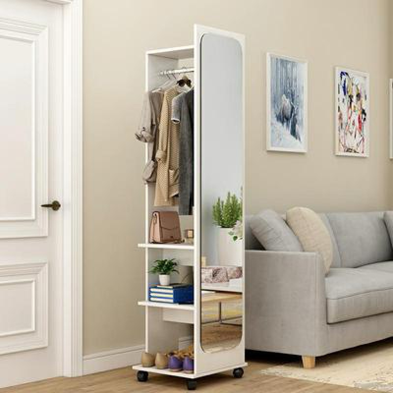 穿衣镜全身落地镜闪电客简易衣柜家用客厅卧室收纳柜旋转架全身试衣