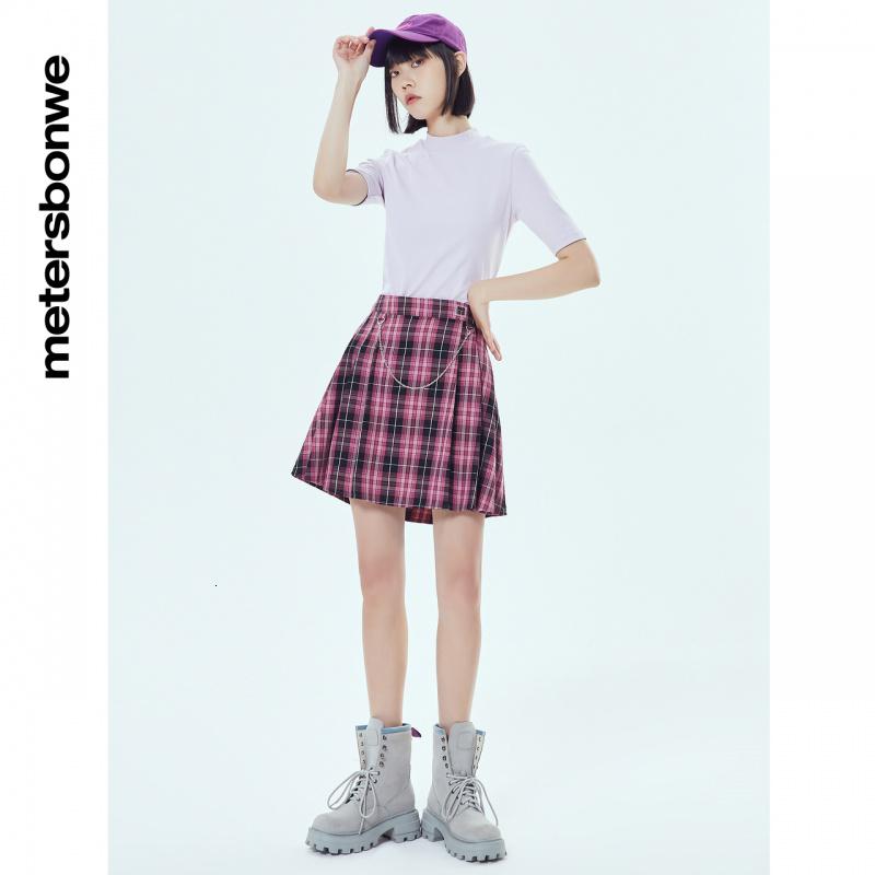 [1件3折价:49.5]美特斯邦威女时尚格纹百褶裙高清大图