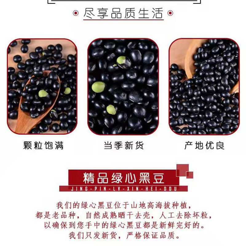 鲁强石磨源 黑豆 1kg 打豆浆 发豆芽 酥田袋装