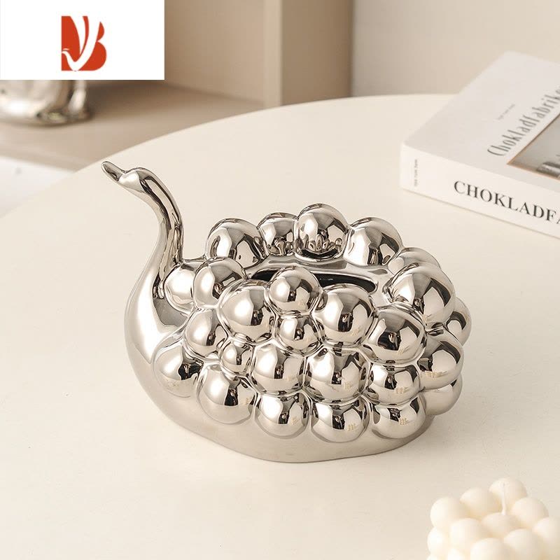 三维工匠纸巾盒装抽纸客厅茶几餐桌桌面纸抽盒现代简约网红棉花糖装饰摆件 1天鹅纸巾盒(珍珠白)图片