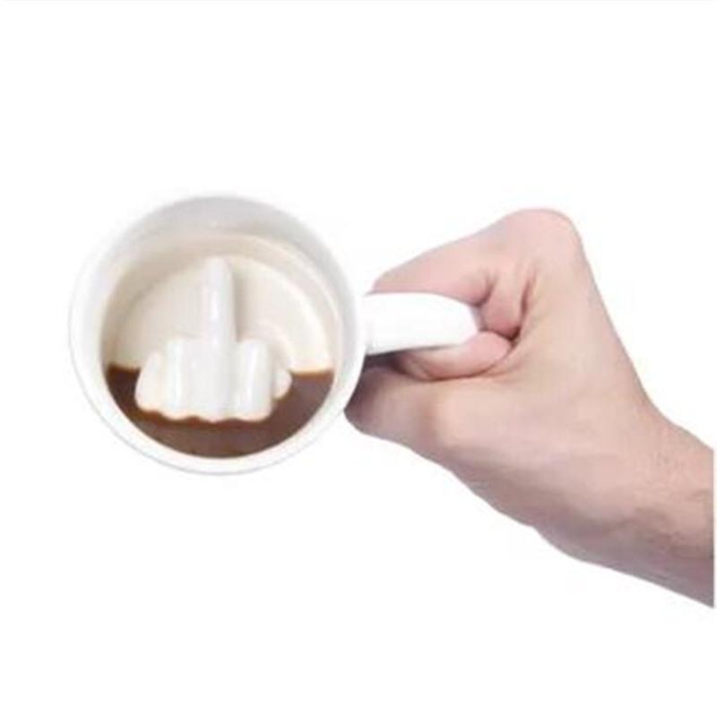 [48小时发货]中指法克杯陶瓷马克杯吃饼杯人脸杯咖啡水杯情人节送男生女友礼物 饼干杯(特价)