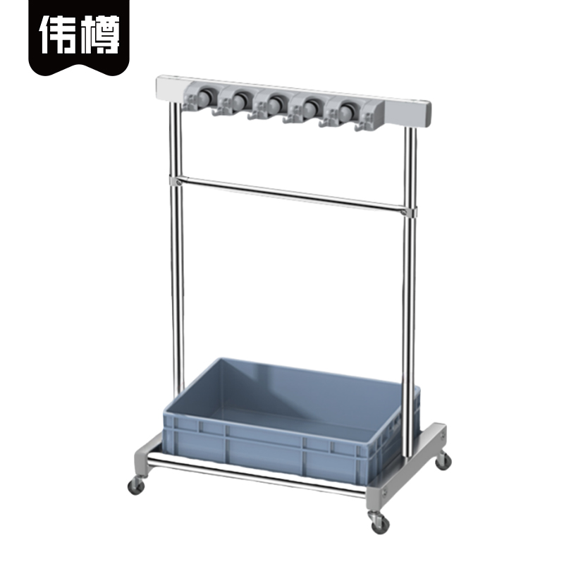 伟樽不锈钢拖把架单排5拖12钩67*50*122cm个高清大图