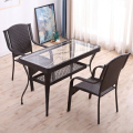 鑫金虎 藤椅 深棕色长方形一桌两椅（颜色下单备注）
