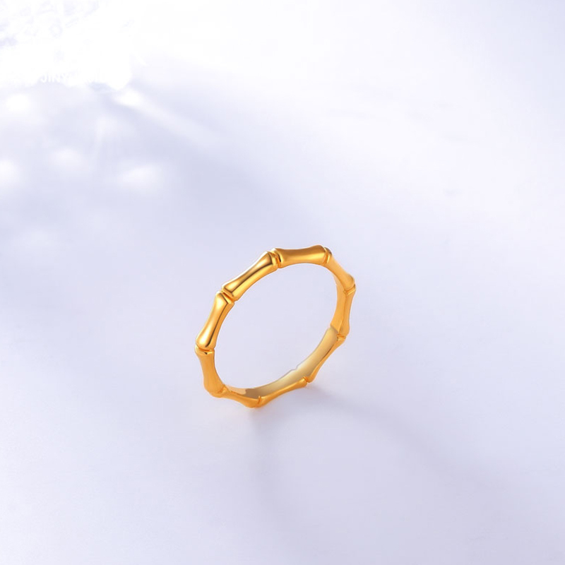 黄金戒指女款足金竹戒指年年高竹节黄金戒节节高送女友礼物