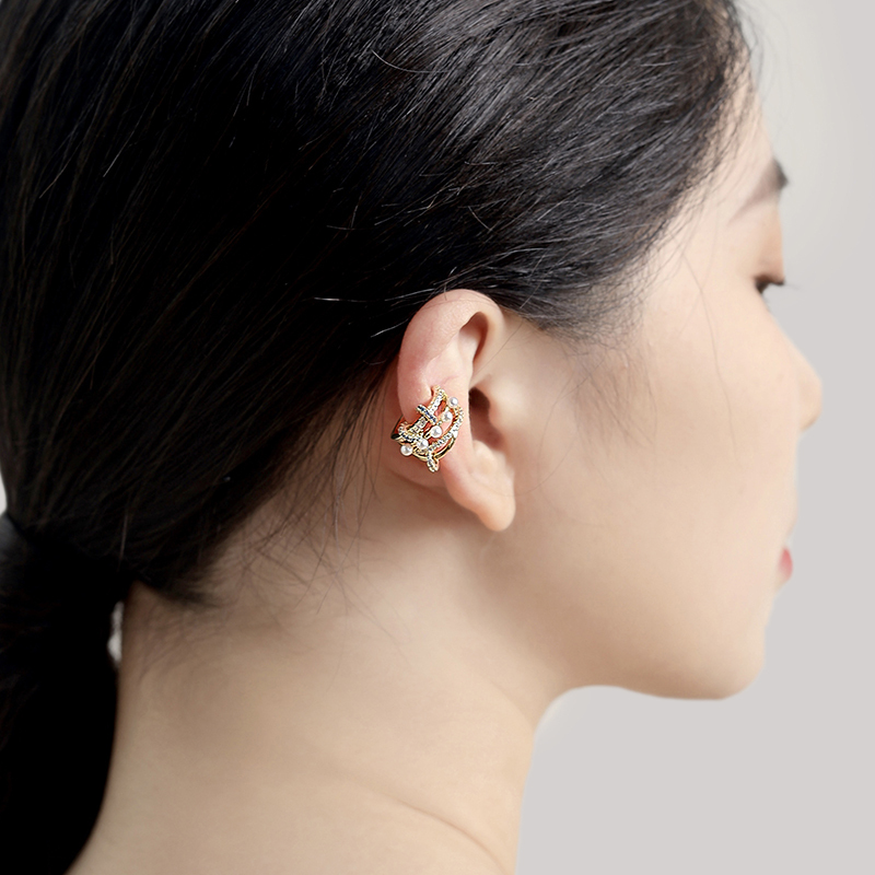 彩钻珍珠耳骨夹韩国气质耳钉耳环女气质网红无耳洞耳夹简约耳饰品