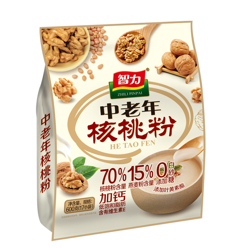 智力 中老年核桃粉600g(内含17小包)速溶即食代餐粉高清大图