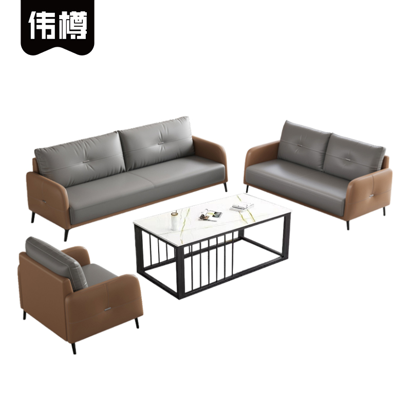 伟樽沙发组合单+双+三人位+岩板茶几套高清大图