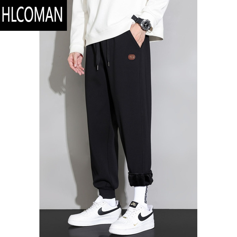 hlcoman卫裤男士裤子加绒加厚束脚运动裤外穿p暖寒休闲长裤