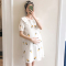 恋名媛孕妇装夏装短袖裙子甜美减龄翻领娃娃裙中长款刺绣菠萝孕妇连衣裙孕妇裙