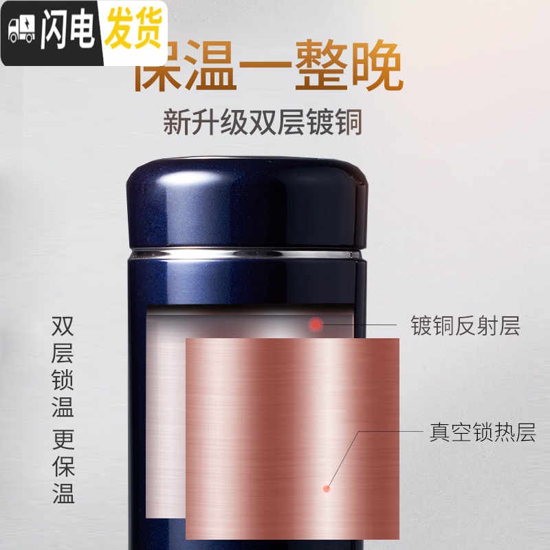 三维工匠保温杯男女士大容量便携泡茶杯子商务车载304不锈钢水杯 XN7601-银灰色-420-大小正好高清大图