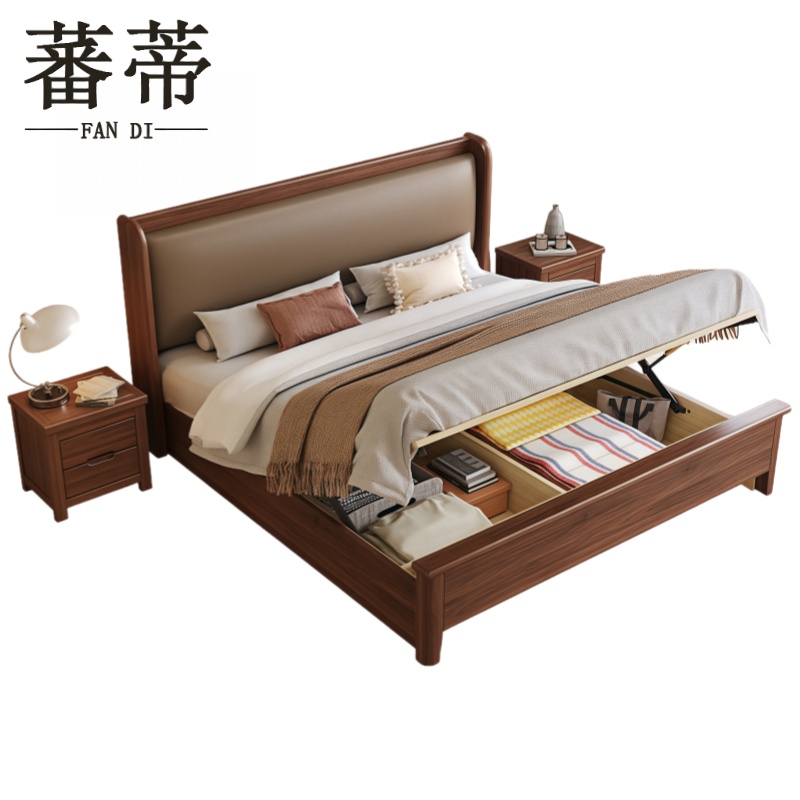 软包实木床高清大图