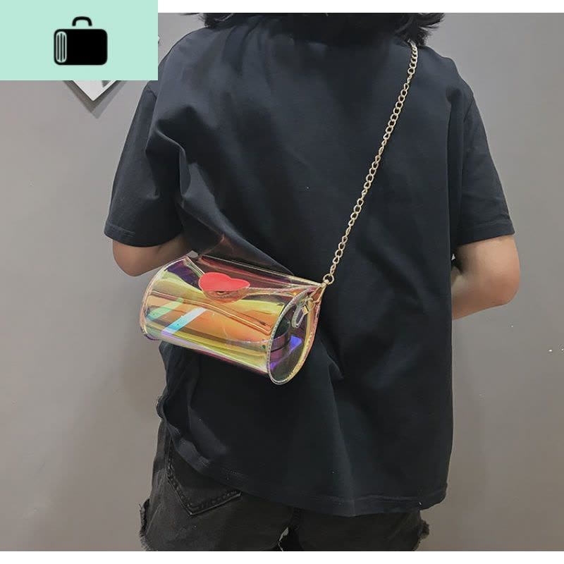 透明包包女韩版新款潮百搭镭射果冻包ins女士单肩包链条斜挎包NEW LAKE 图片色图片