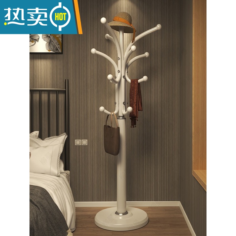 敬平衣帽架落地家用卧室挂包晾衣服架子大理石立式客厅金属房间置物架 可调地脚(双层收纳)古铜晾晒架高清大图