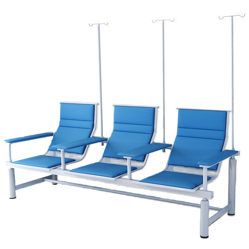 戴劲 输液椅医院诊所点滴吊针排椅大厅加固加厚候诊椅 三人皮扶手蓝色