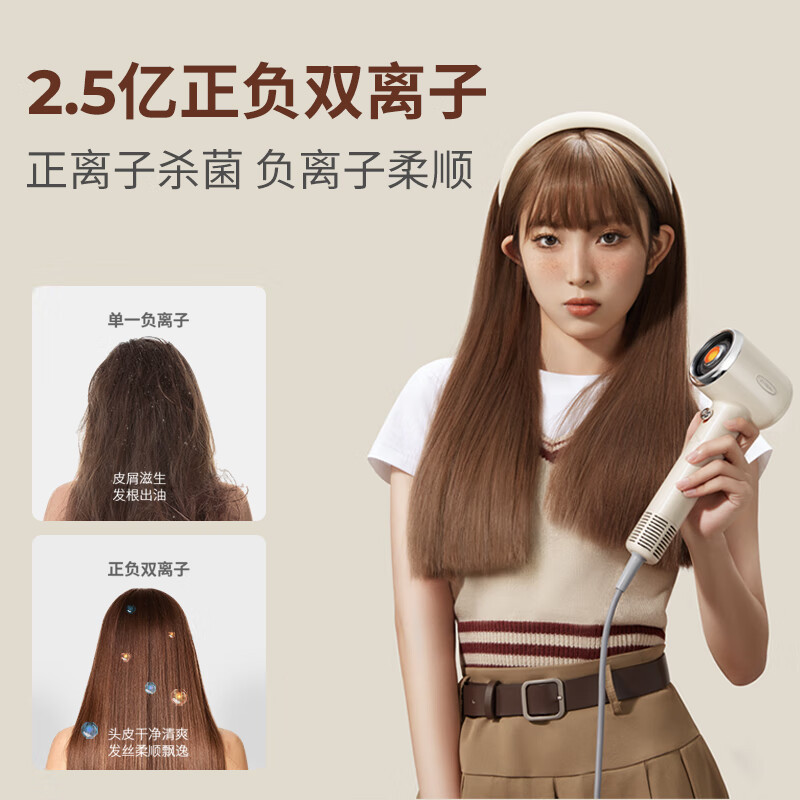 直白电吹风机 绿色 小米有品MI精选推荐 正负双离子护发高速吹风筒速干家用大风力便携小巧宿舍降噪大功率理发店