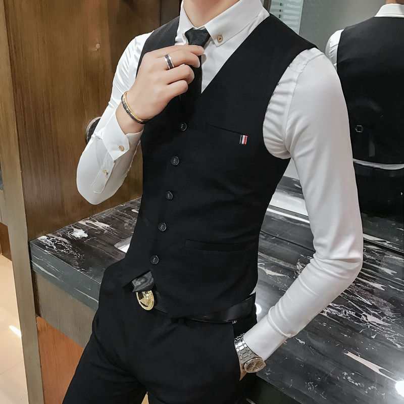 美师理店型师酒吧KTV服务员工作服男士修身时尚马甲坎肩