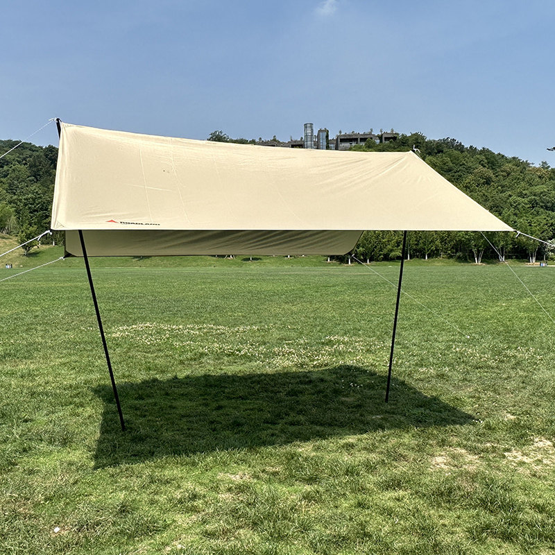 洛得兰德LD-TM103户外露营遮阳棚户外防雨涂银防晒凉棚野营折叠四角天幕 卡其色 3*3M