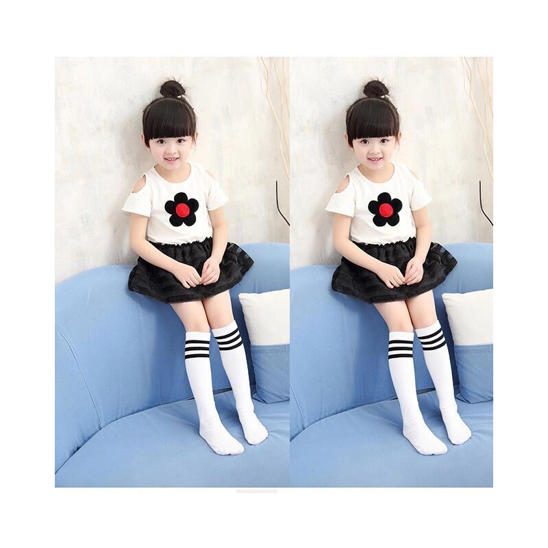 2双装男女童袜子中筒袜中小学生儿童长筒袜过膝棉足球棒球袜