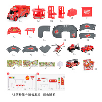 勾勾手(gougoushou)儿童益智玩具带灯光音效可升降可变形多层轨道停车场3-6岁男孩汽车玩具可变形消防车停车场红色