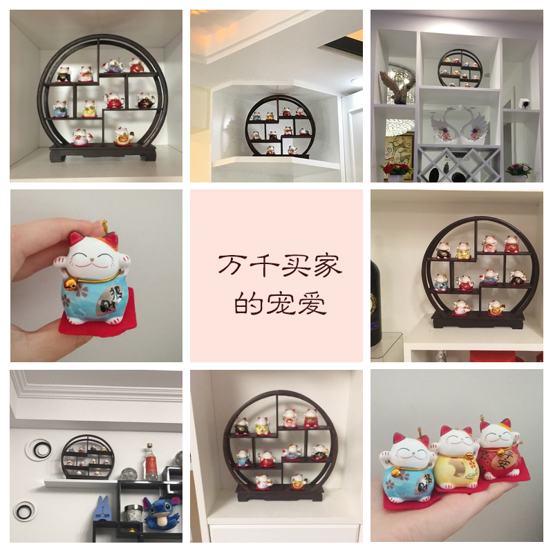 小号招财猫摆件现代简约可爱迷你陶瓷开业礼品店铺创意装饰品
