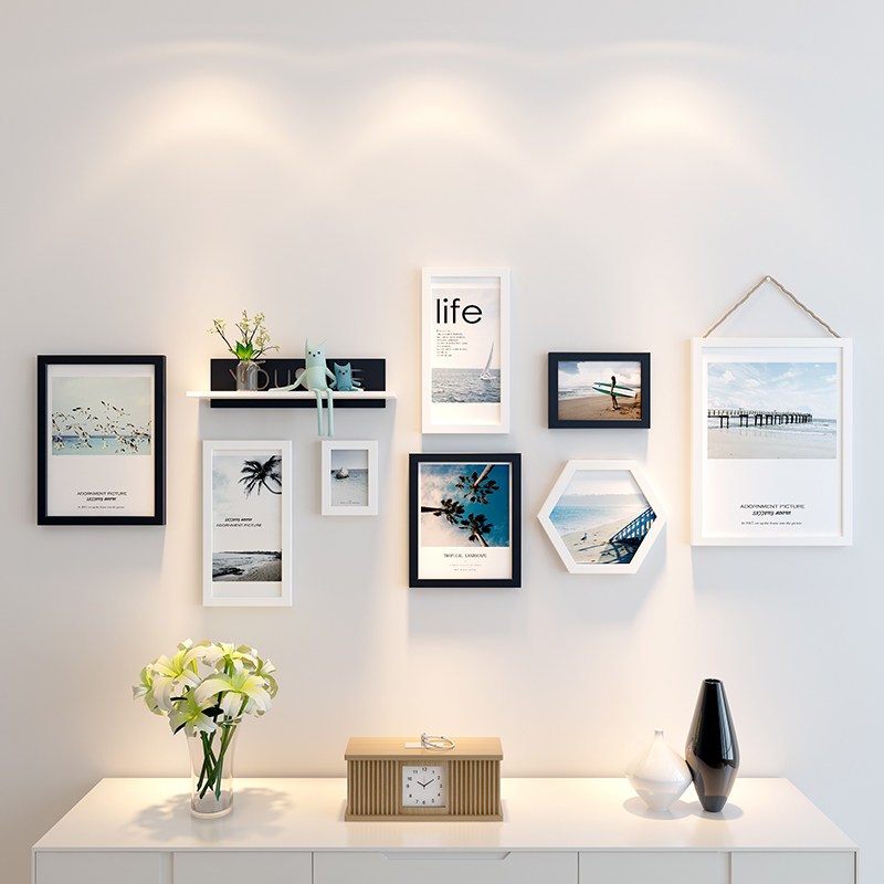 照片墙装饰品创意个性客厅相册相框挂墙组合房间背景相片墙自粘贴 pm5