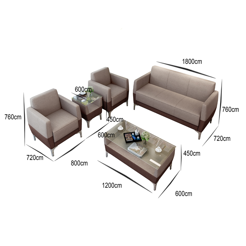 【苏宁臻选】三能 办公家具办公室沙发布艺茶几组合简约现代其他商务接待会客三人位小型办公人造板沙发