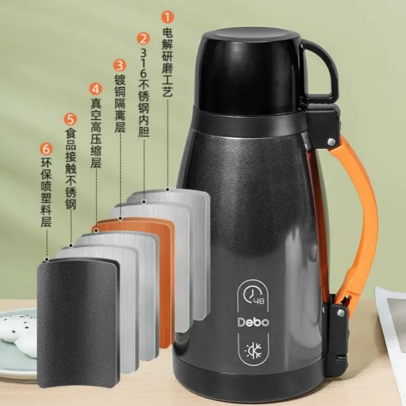 德铂/DEBO DEP-854 1.6L 黑色 保温水壶高清大图