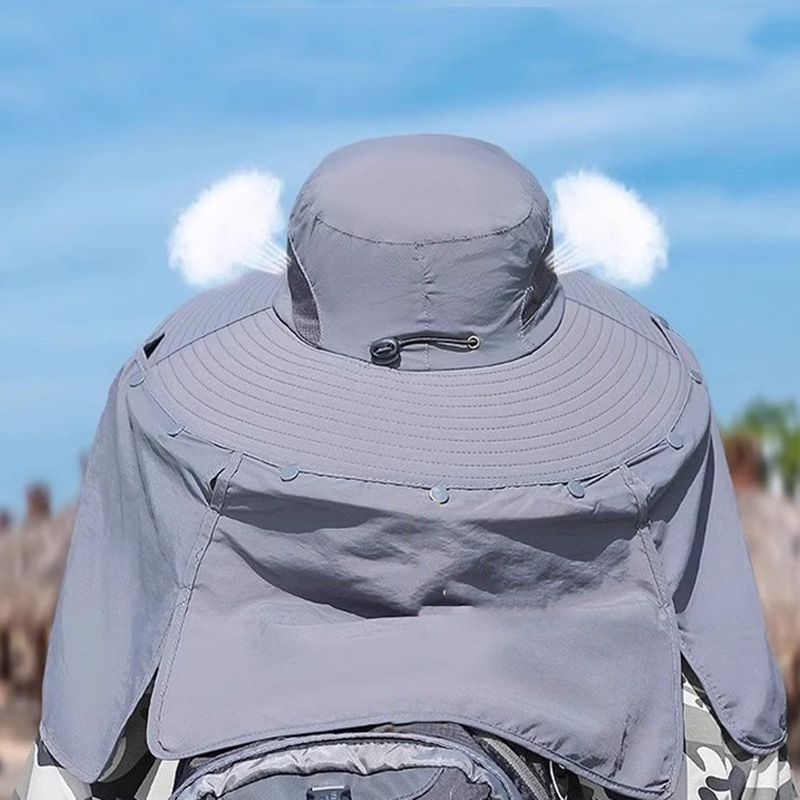 万山宏业 防晒帽 遮阳帽 披肩+面罩 太阳帽 QT19 顶高清大图