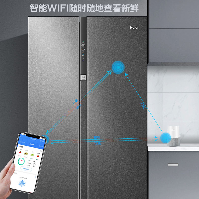 海尔(Haier)630升对开门超薄嵌入冰箱 AIP超净系统 阻氧干湿分储 一级 BCD-630WGHSS95S9U1