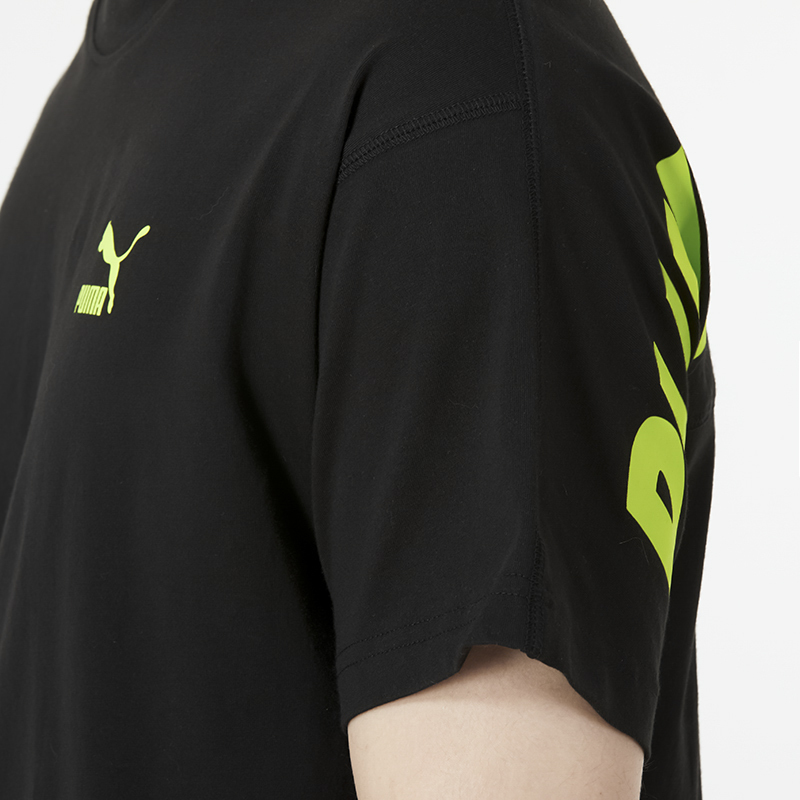彪马(PUMA)T恤男士2023夏季新款情侣运动服半袖潮流宽松透气纯黑色纯棉短袖 537184-01