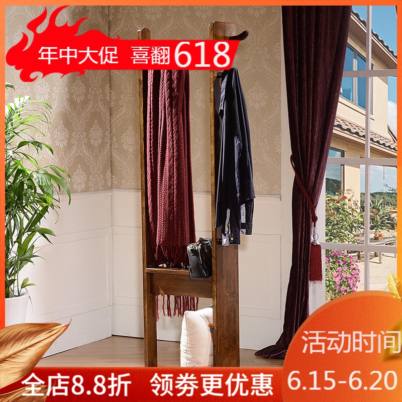 雅依格卧室衣架落地挂衣架核桃木实木衣帽架衣服架立式衣架 原木浅色【全实木】