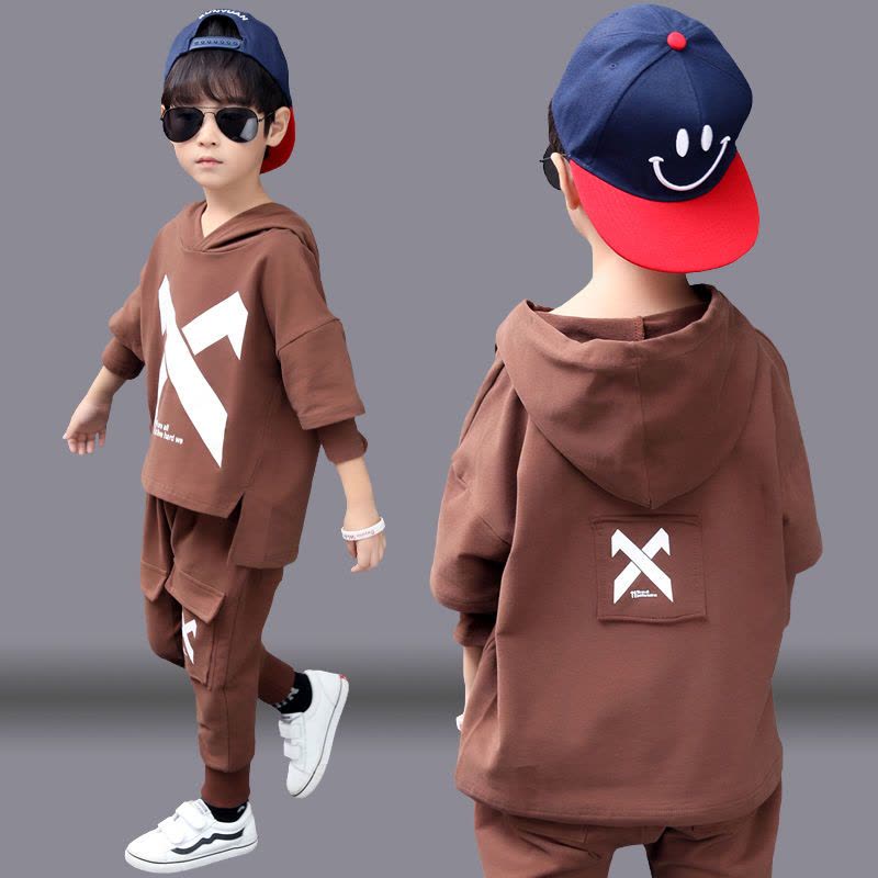[促销]童装男童套装秋装2018新款中大童韩版卫衣两件套春秋儿童帅气潮衣图片