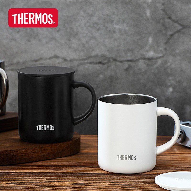 THERMOS膳魔师保温杯不锈钢马克杯JDG-350 简约带盖牛奶杯咖啡杯办公水杯白色350ml