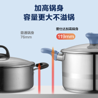 爱仕达汤锅 22cm抗菌不锈钢煮锅炖锅煲汤宝宝辅食锅奶锅煮面锅 明火燃气电磁炉通用TS22B7WG