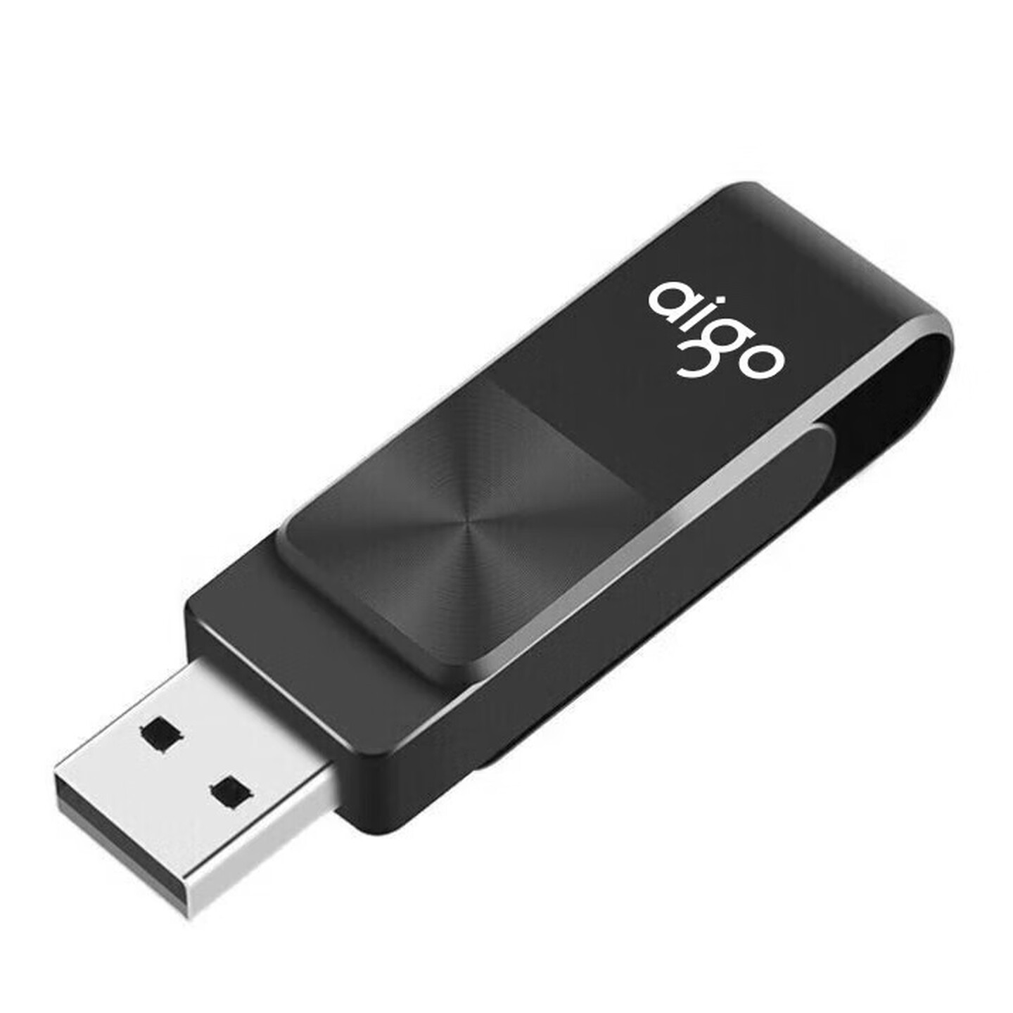 爱国者(aigo)32GB USB2.0 U盘 U266旋转防护 黑色 CD纹防滑设计高清大图