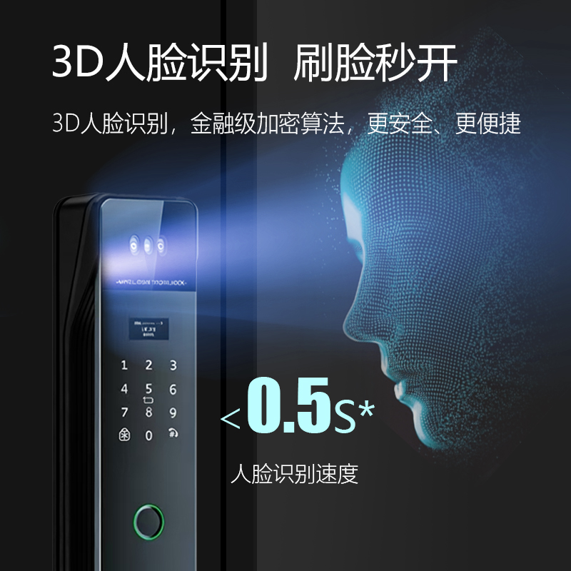 八卦图智能门锁F09 3D人脸识别掌静脉电子猫眼主被动可视对讲远程开锁自动上锁高清大图