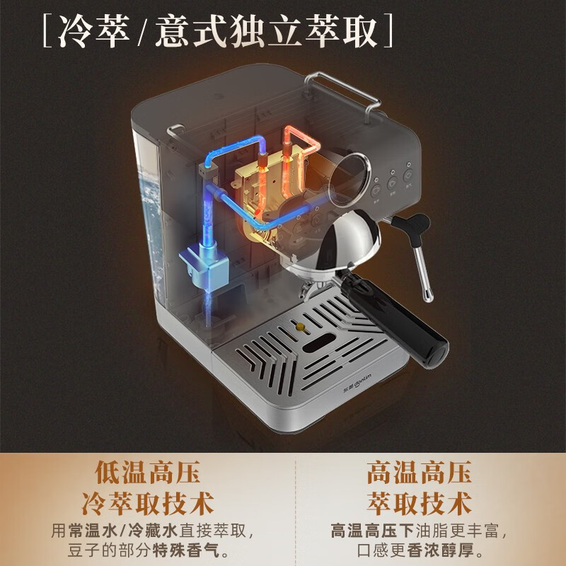东菱(DonLim)意式半自动冷萃咖啡机家用蒸汽打奶泡机DL-7400[单机]高清大图