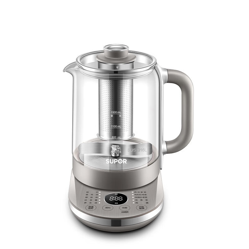 苏泊尔supor养生壶15l煮茶壶玻璃电水壶烧水壶炖煮多功能煮茶器花茶壶