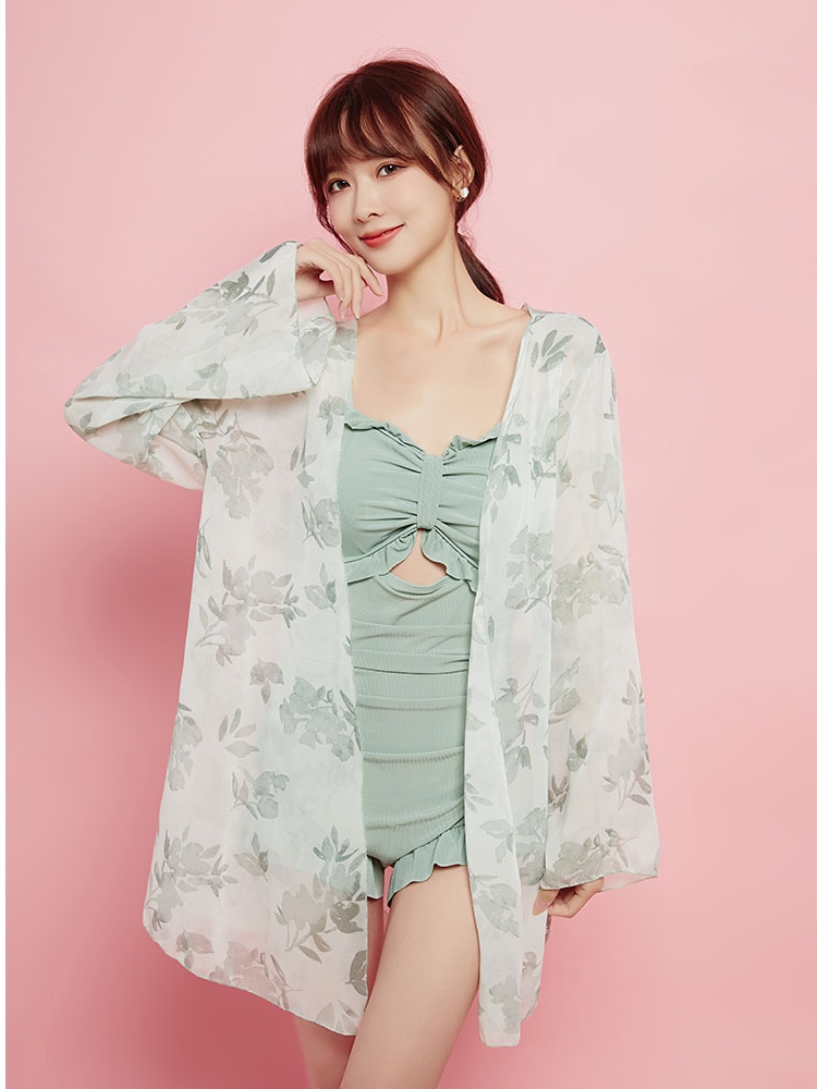 连体泳衣三件套罩衫