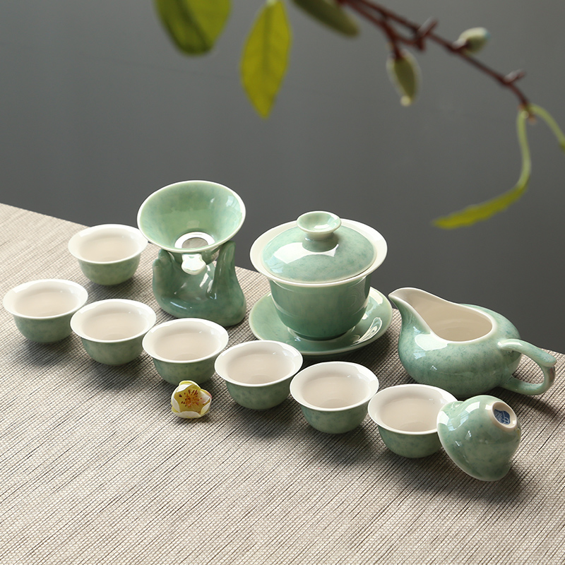苏氏陶瓷(SUSHI CERAMICS)青瓷茶杯旅行茶具套装14头功夫茶具礼盒高清大图