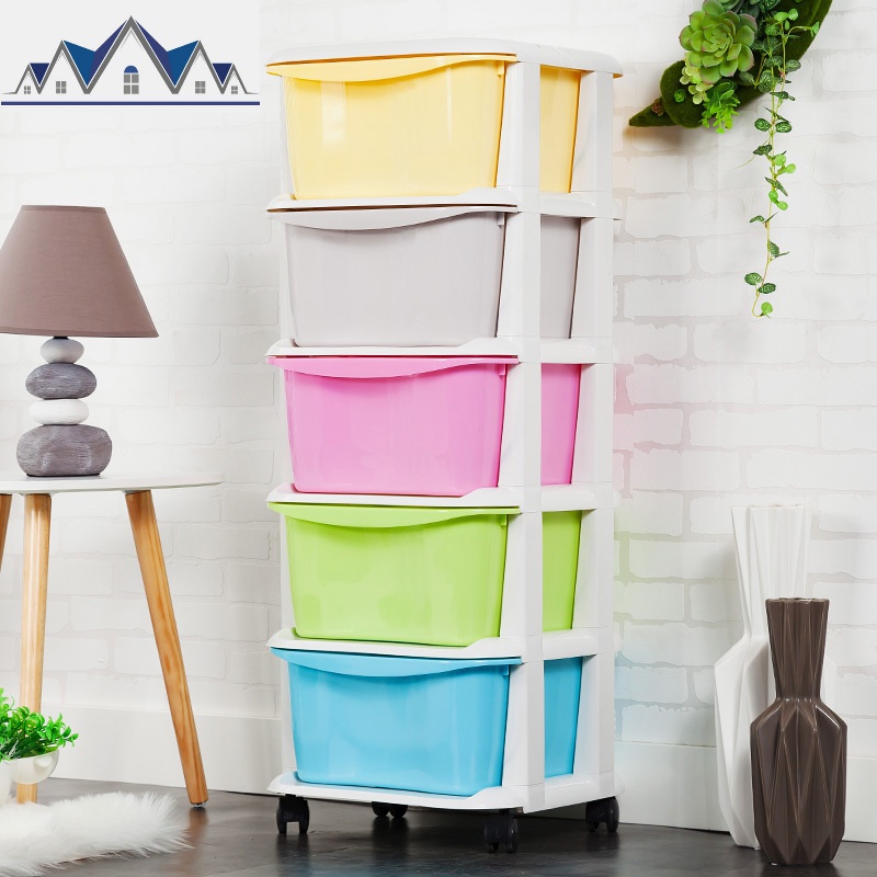 塑料组装多层抽屉式儿童玩具收纳柜整理箱婴儿柜储物柜子宝宝衣柜 三维工匠 糖果混色3层