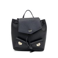 Salvatore Ferragamo女士皮革双肩包时尚简约单 compartment背包休闲出行 黑色