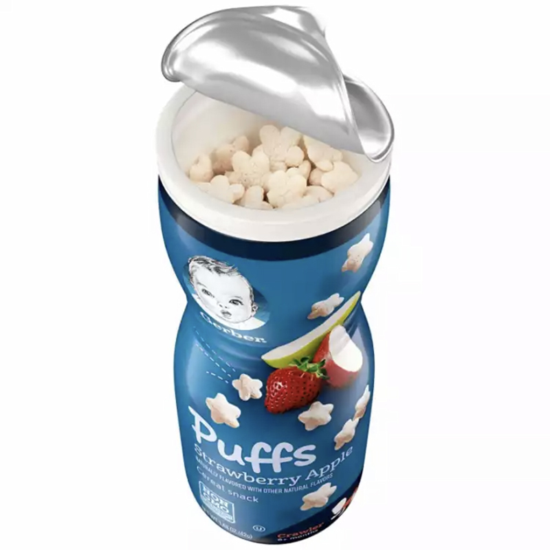 嘉宝(Gerber)全麦苹果草莓星星泡芙膨化 3段婴儿辅食 宝宝零食点心 42g/桶装 原装进口 8个月以上