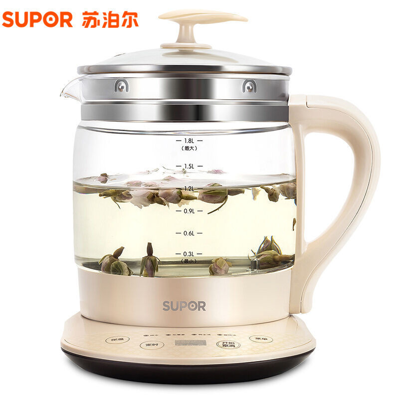 苏泊尔（SUPOR）养生壶SWF18E30A 智能家用全自动养生壶电水壶电热烧水壶高硼硅玻璃隔水炖花茶1.8L/升大容量