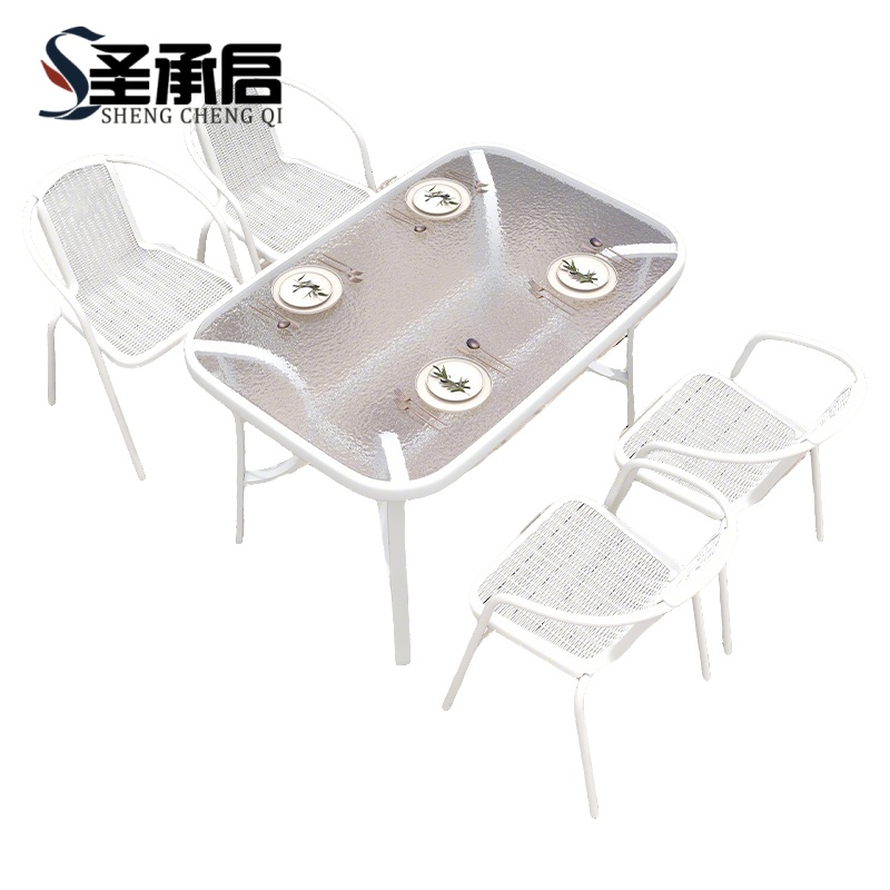 圣承启 玻璃桌 150cm+4椅 套高清大图